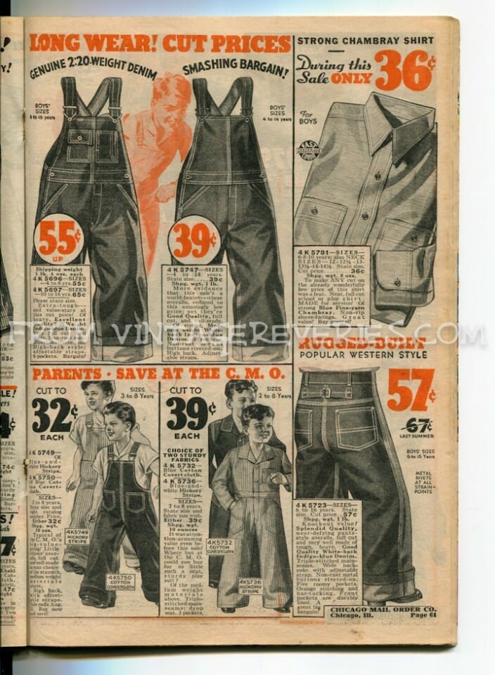 A 1935 vintage ad for men's overalls.