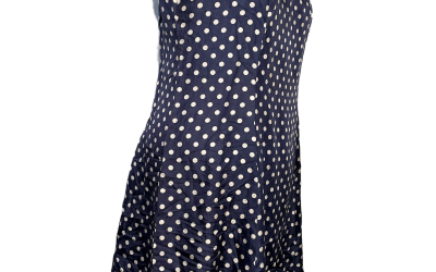 Blue Polkadot vintage 1950s-60s Pinup-style dress – rare size XXL.
