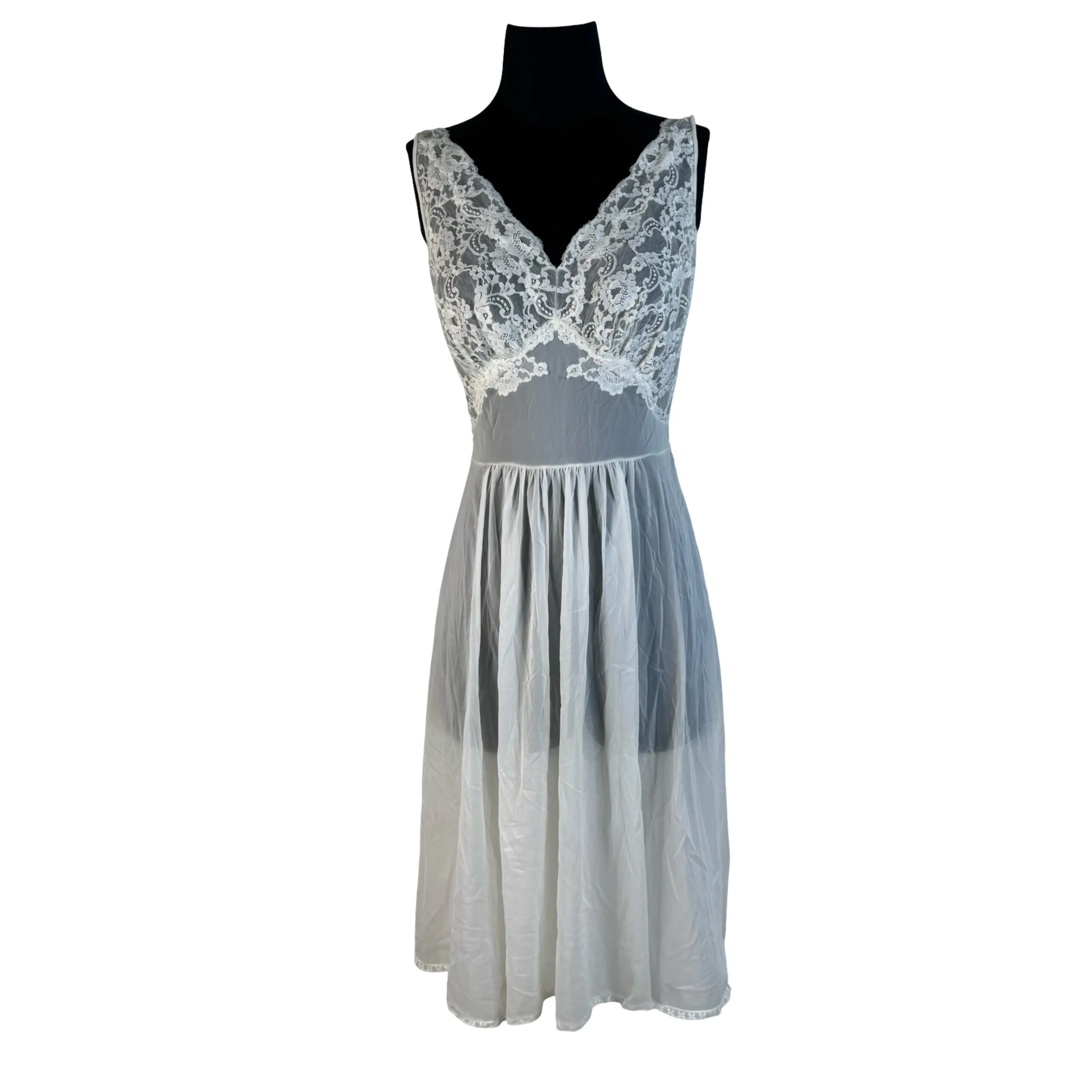 Vintage 60s White Lace & Sheer Tricot Nylon Slip Dress - Pin-Up - Misc. Vintage Clothing & Accessories Vintage 60s White Lace & Sheer Tricot Nylon Slip Dress - Pin-Up - Misc. Vintage Clothing & Accessories