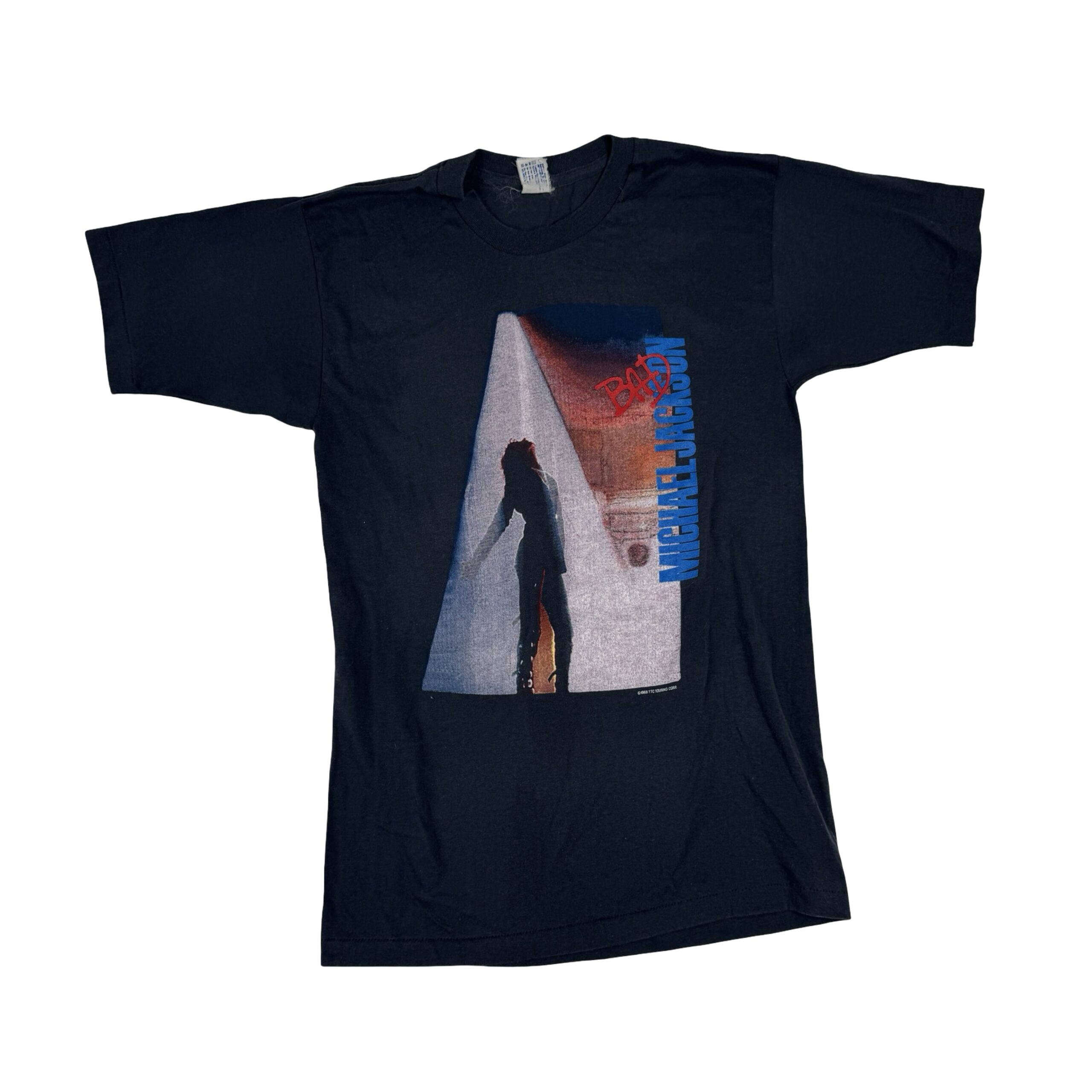 Vintage 1988 Michael Jackson Bad Tour T-Shirt, featuring a Pepsi sponsor logo and paper thin 50/50 fabric; part of the rare St. Louis Stagehand Collection, available in small/XS.