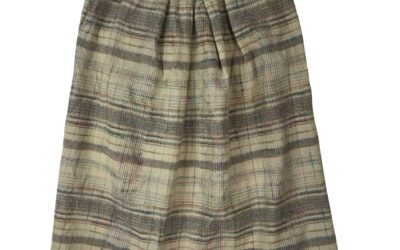 Vintage 80s Diane von Furstenberg Pleated Wool Skirt – Angora Blend Plaid – Cream & Pastel – Made in Portugal – 26” Waist (Modern Small)