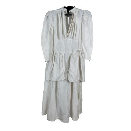 Vintage 30s White Rayon Faille Gown, Victorian Revival Wedding Dress in size S—ideal for restoration projects or as a unique Halloween costume.