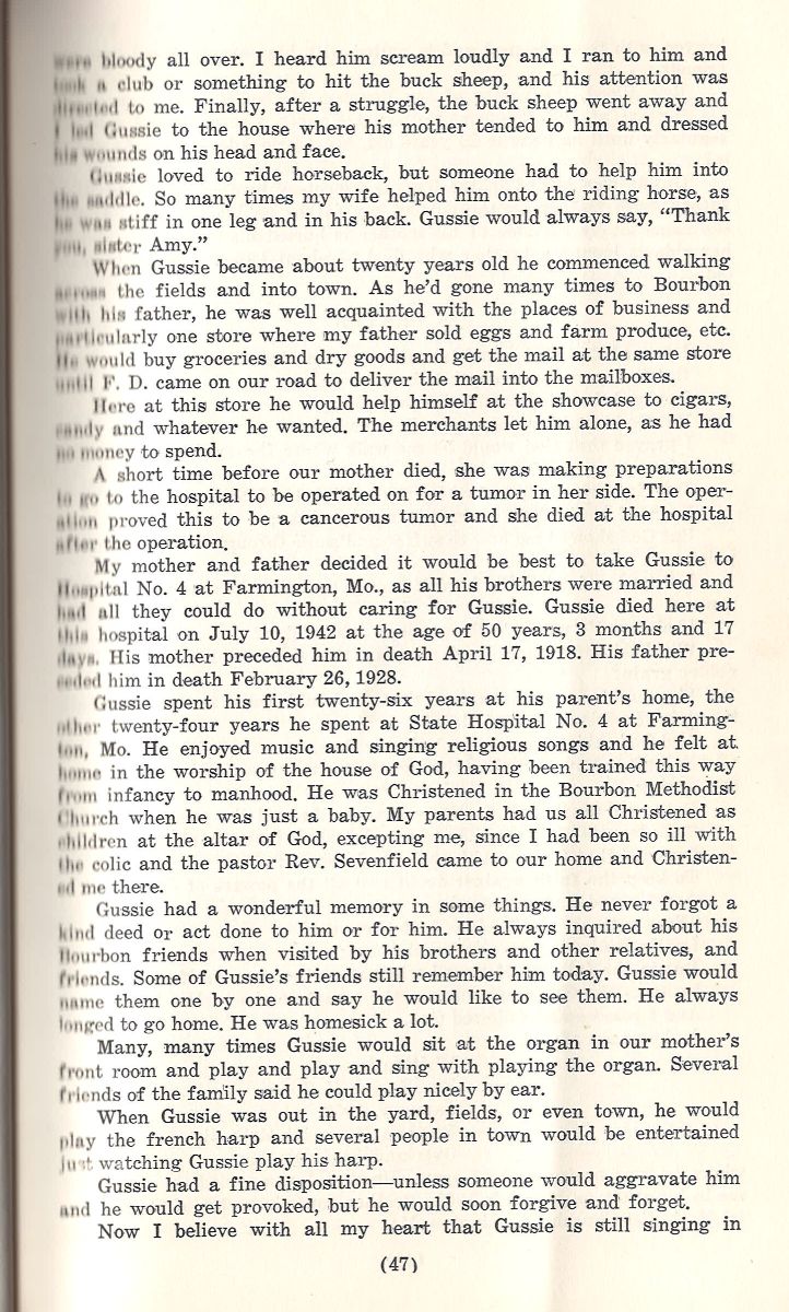 Cream-colored vintage book page, serif font, black text, center page number 47; Bohnenkamp genealogy keywords.