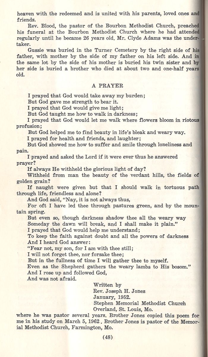 Vintage cream book page with black serif text, poetry, and Bohnenkamp family history for genealogy research SEO.