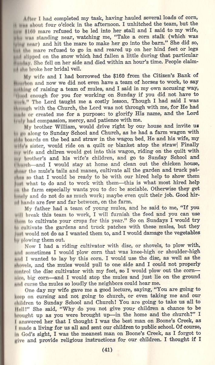 Vintage book page with yellowed paper, black typed text on Bohnenkamp family history, page 41 shown at the bottom.