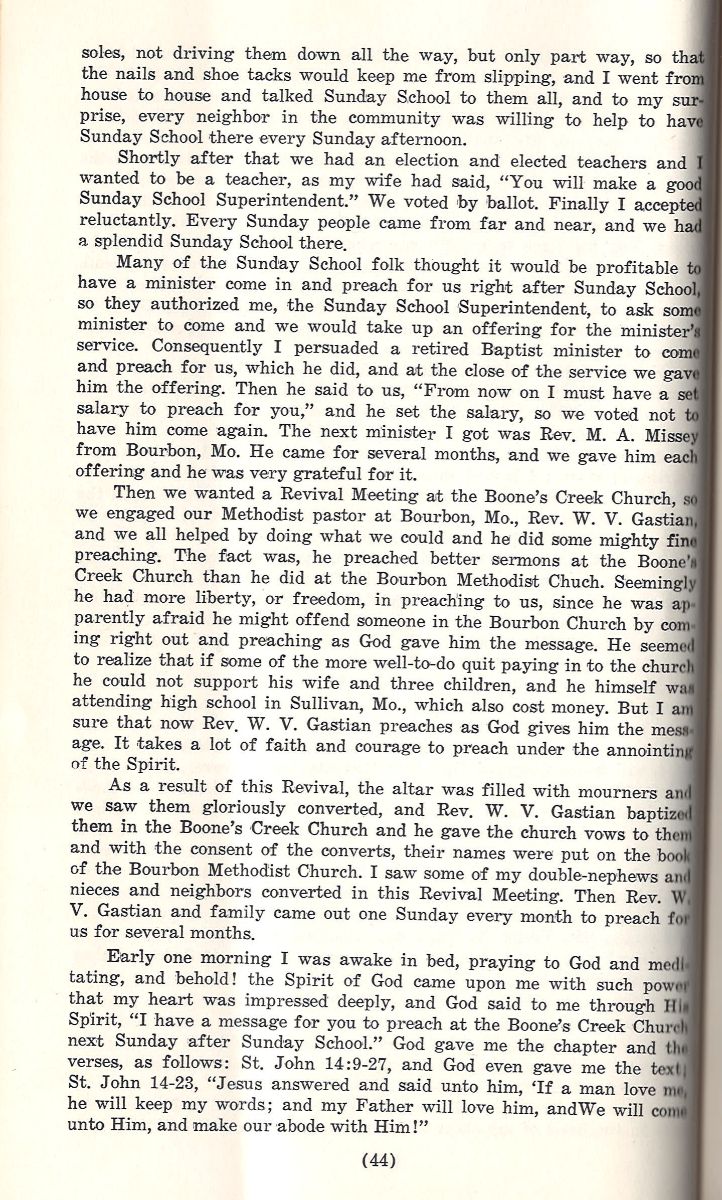 Creamy-white aged paper with black serif text, classic 20th-century book style; page 44 marked at the bottom.