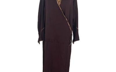 Rare Plus Size Antique 1920s Dark Brown Drop Waist Dress | Art Deco Embroidered Wrap Dress | Flapper Era Tubular Day Dress XL 1X