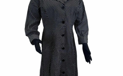 Vintage 1970s Jolie Femme Black & White Diagonal Stripe Dress