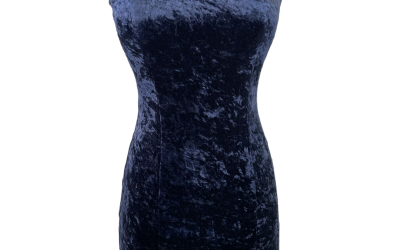 Sexy vintage blue velvet tight form fitting dress