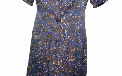 Rare Plus Size Large Vintage Paisley Print Dress from 1970s-80s